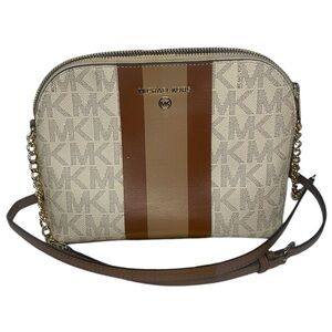 Michael Kors Beige and Brown Crossbody Bag